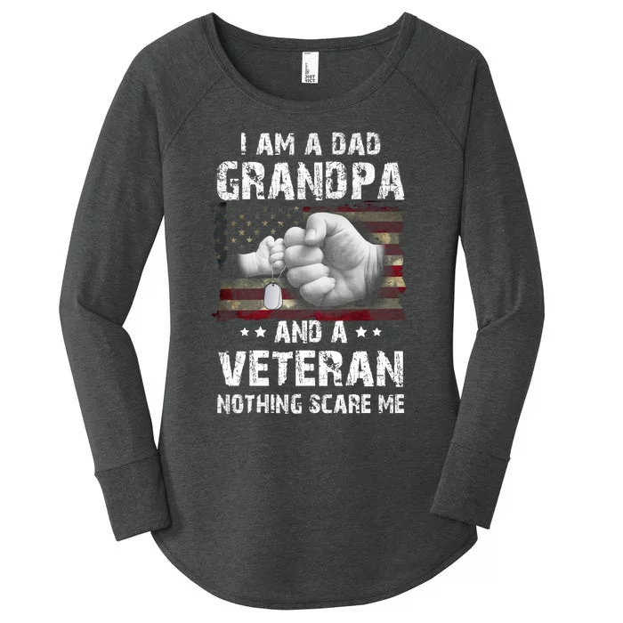 I Am A Dad Grandpa And A Veteran Nothing Scares Me USA Flag Women's Perfect Tri Tunic Long Sleeve Shirt