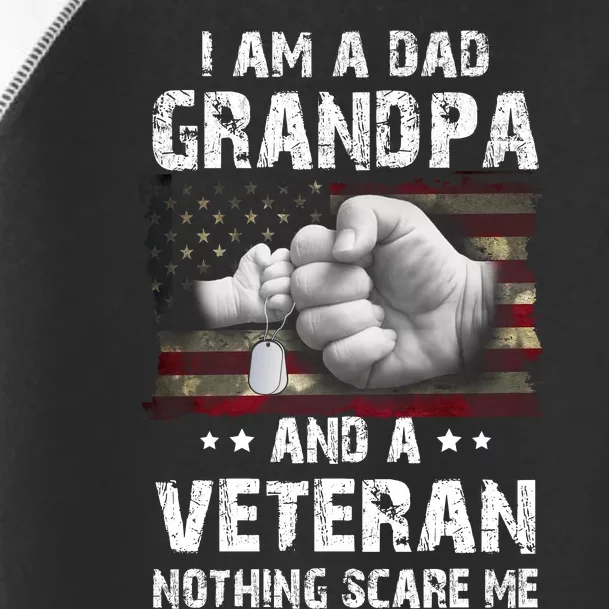 I Am A Dad Grandpa And A Veteran Nothing Scares Me USA Flag Toddler Fine Jersey T-Shirt