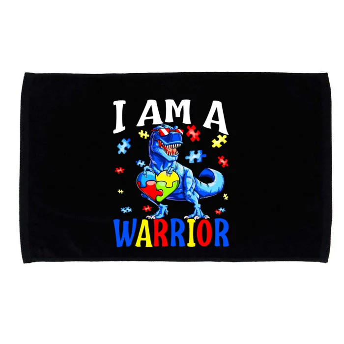 I Am A Warrior Autism Family Dinosaur Autism Awareness Microfiber Hand Towel