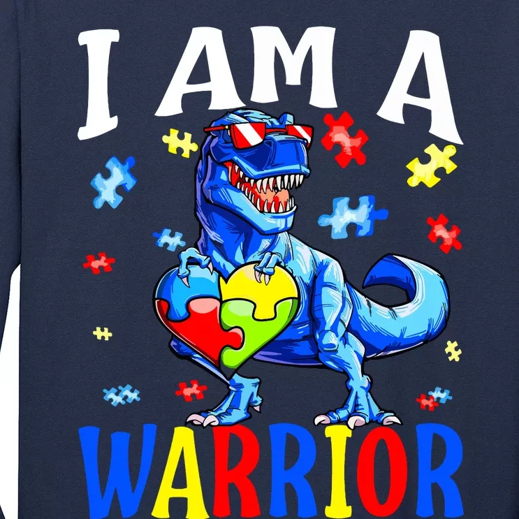 I Am A Warrior Autism Family Dinosaur Autism Awareness Long Sleeve Shirt