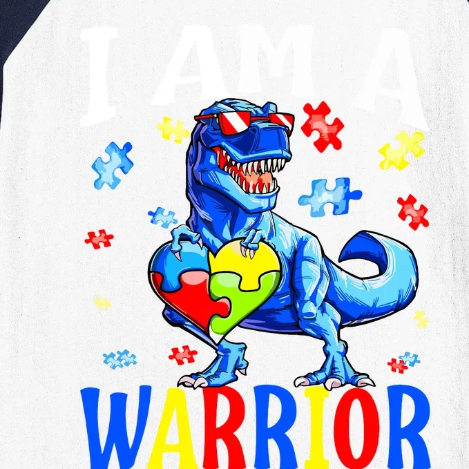 I Am A Warrior Autism Family Dinosaur Autism Awareness Baseball Sleeve Shirt