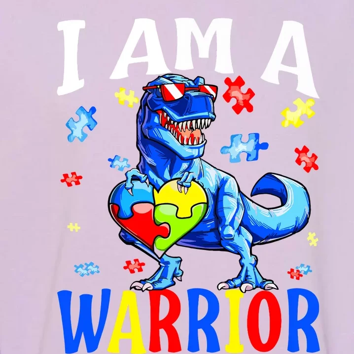 I Am A Warrior Autism Family Dinosaur Autism Awareness Garment-Dyed Sweatshirt