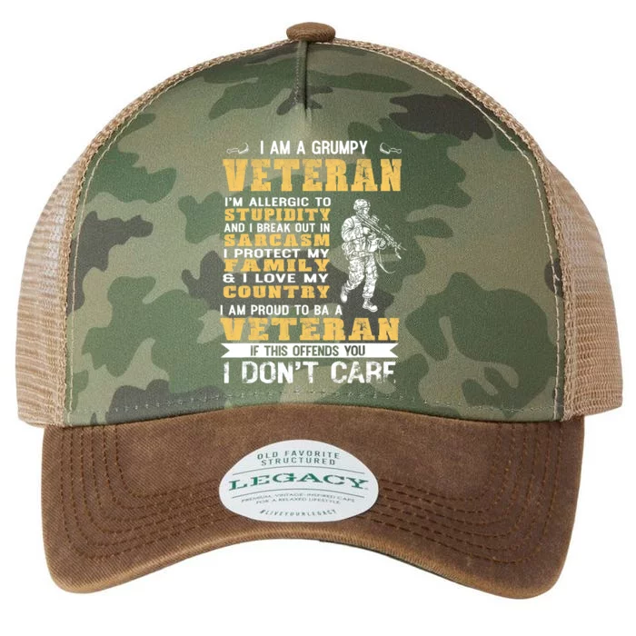 I Am A Grumpy Veteran Proud To Be Veteran Legacy Tie Dye Trucker Hat