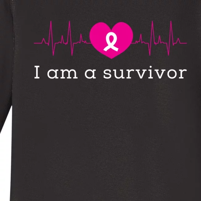 I Am A Survivor Cancer Baby Long Sleeve Bodysuit