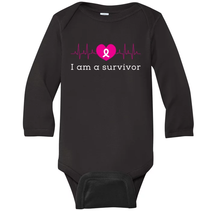 I Am A Survivor Cancer Baby Long Sleeve Bodysuit