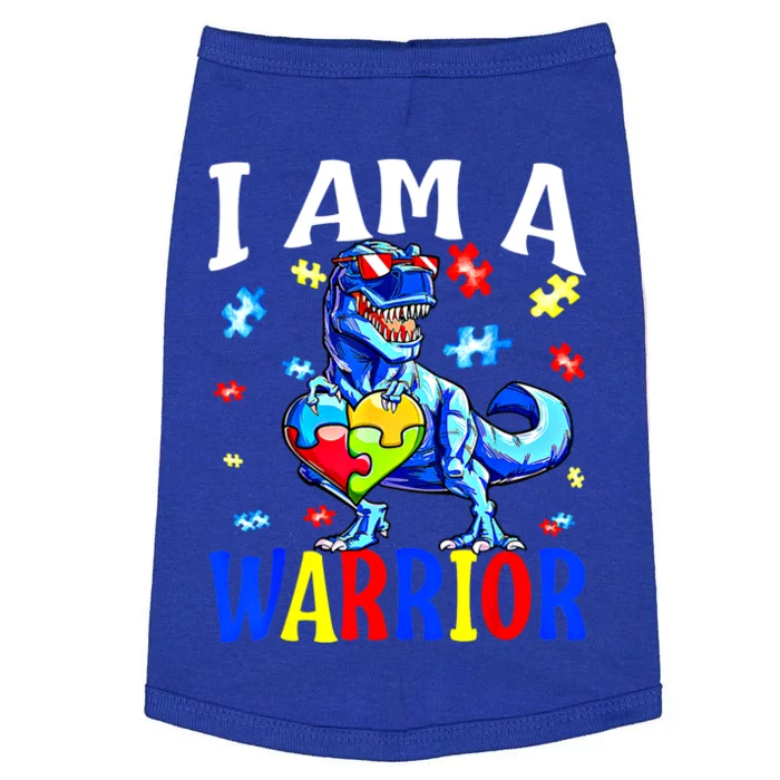 I Am A Warrior Autism Family Dinosaur Autism Awareness Cute Gift Doggie Tank