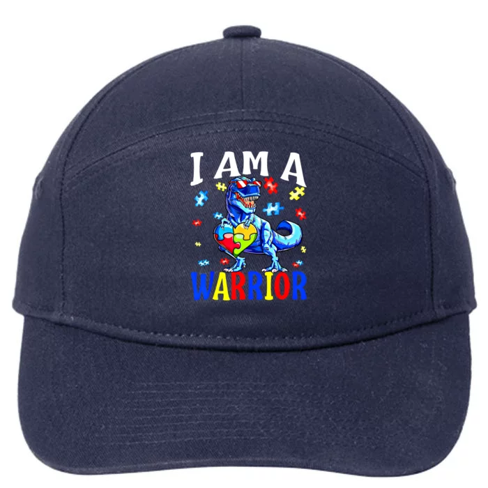 I Am A Warrior Autism Family Dinosaur Autism Awareness Cute Gift 7-Panel Snapback Hat