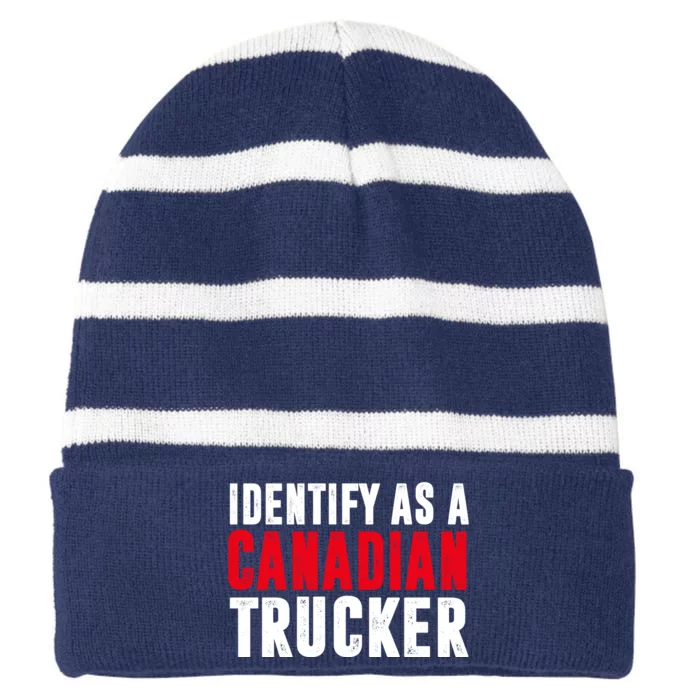 Identify As A Canadian Trucker Striped Beanie with Solid Band