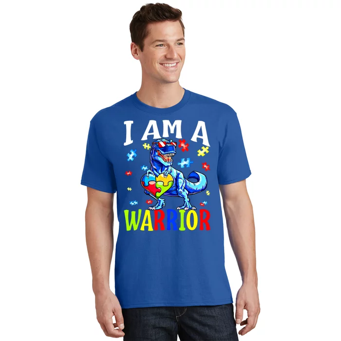 I Am A Warrior Autism Family Dinosaur Autism Funny Gift T-Shirt