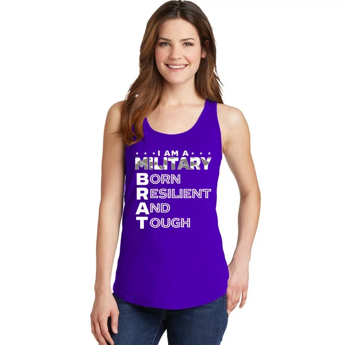 I Am A Military Brat Veteran Soldier Military Child Month Ladies Essential Tank