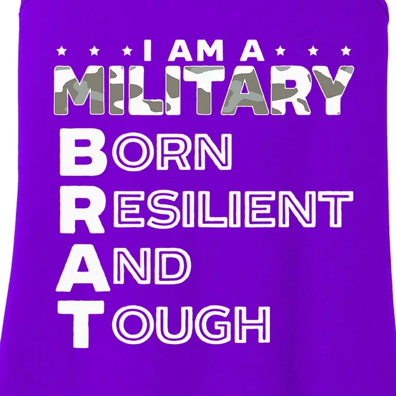 I Am A Military Brat Veteran Soldier Military Child Month Ladies Essential Tank