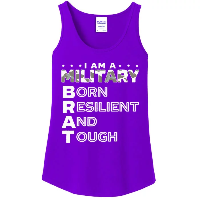 I Am A Military Brat Veteran Soldier Military Child Month Ladies Essential Tank