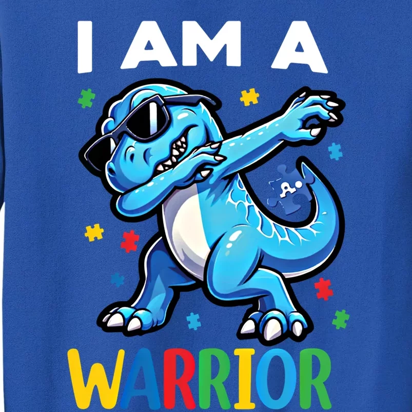 I Am A Warrior Trex Dinosaur Autism Autism Awareness Month Gift Sweatshirt