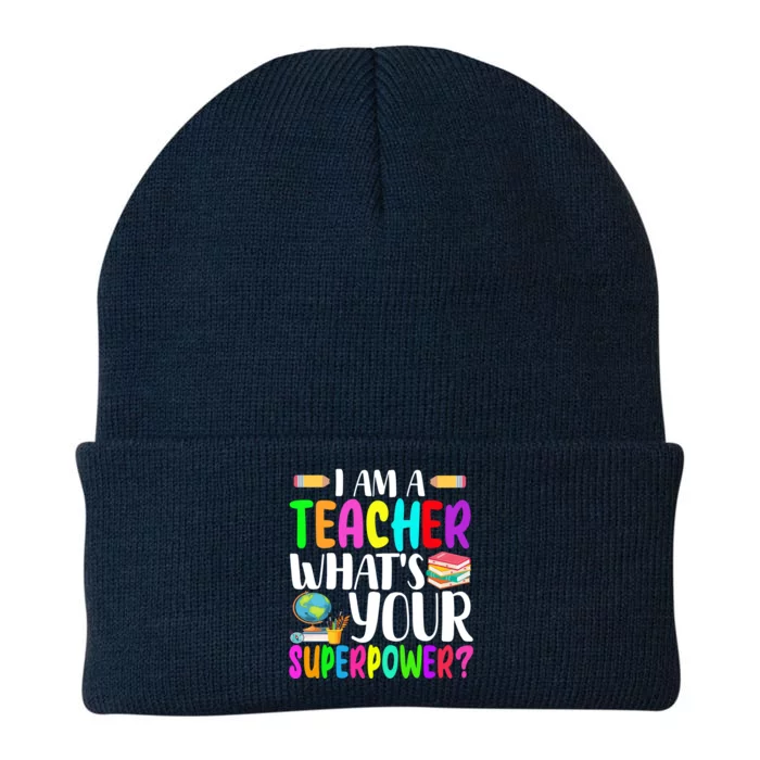 I Am A Teacher Whats Your Superpower Colorful Knit Cap Winter Beanie