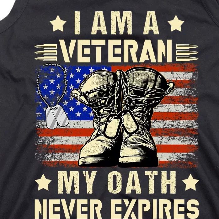 I Am A Veteran My Oath Never Expires Veteran Day Usa Flag Tank Top