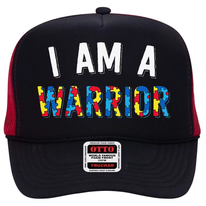 I Am A Warrior Autism Family Puzzle Autism Awareness High Crown Mesh Trucker Hat