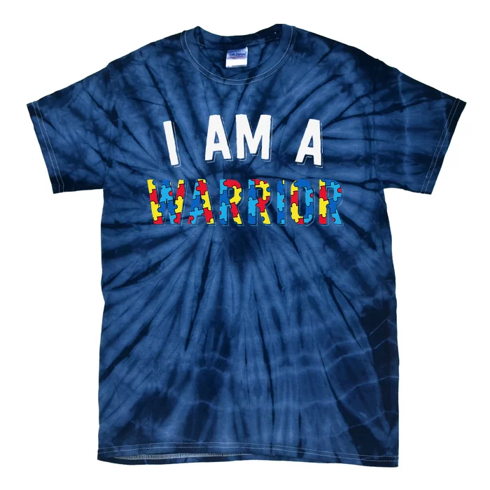 I Am A Warrior Autism Family Puzzle Autism Awareness Tie-Dye T-Shirt