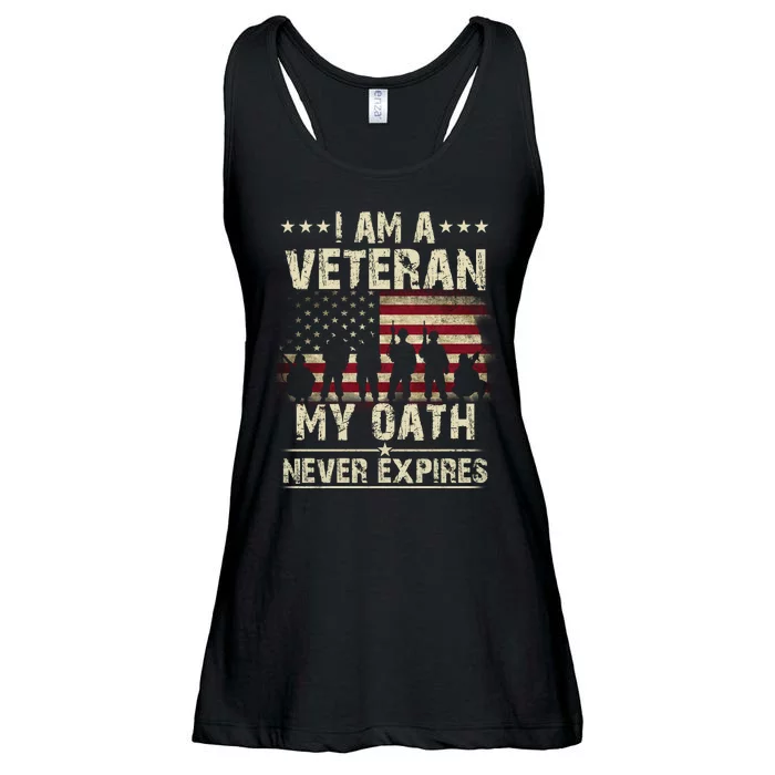 I Am A Veteran My Oath Never Expires Ladies Essential Flowy Tank