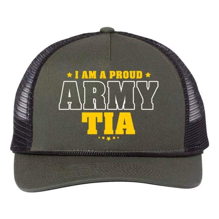 I Am A Proud Army Tia Patriotic Pride Military Aunt Funny Gift Retro Rope Trucker Hat Cap