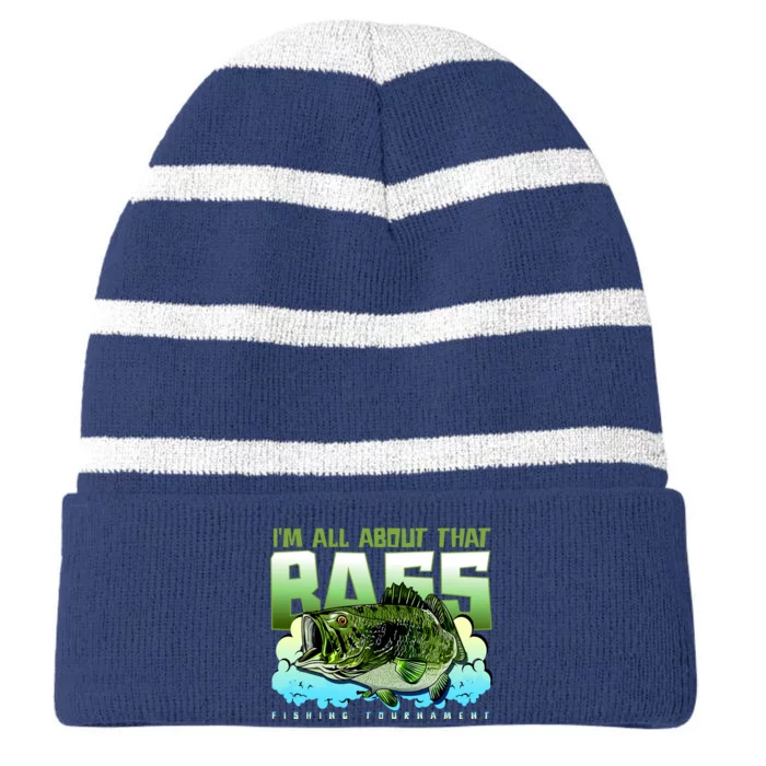 I Am All About That Bass Fishing Striped Beanie with Solid Band