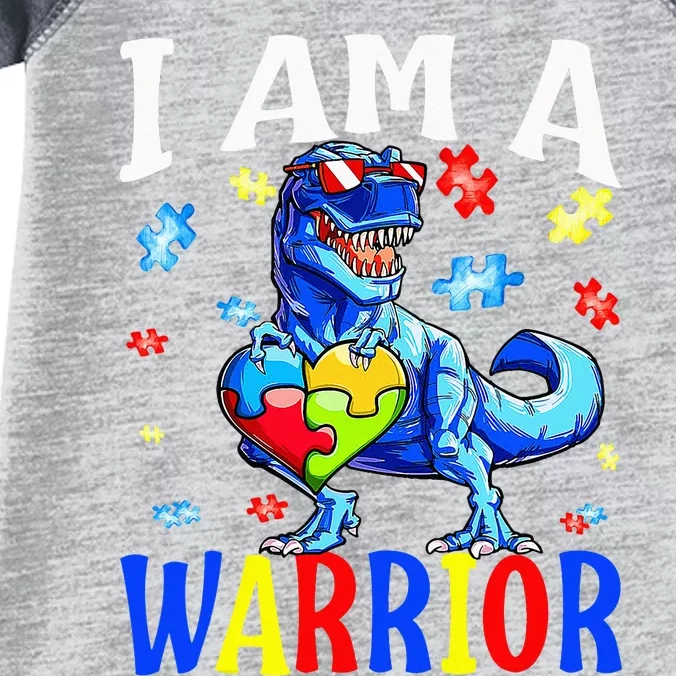 I Am A Warrior Autism Family Dinosaur Autism support Infant Baby Jersey Bodysuit