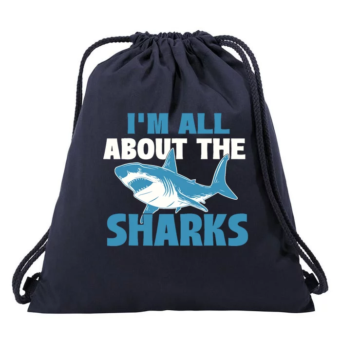 IM All About The Sharks Marine Wildlife Sea Animal Lover Drawstring Bag