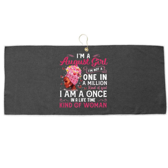 I'm A August Afro Black Wo Queen Leo Virgo Birthday Large Microfiber Waffle Golf Towel