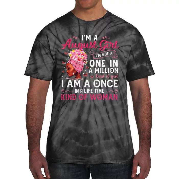 I'm A August Afro Black Wo Queen Leo Virgo Birthday Tie-Dye T-Shirt