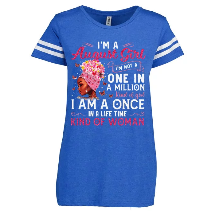 I'm A August Afro Black Wo Queen Leo Virgo Birthday Enza Ladies Jersey Football T-Shirt