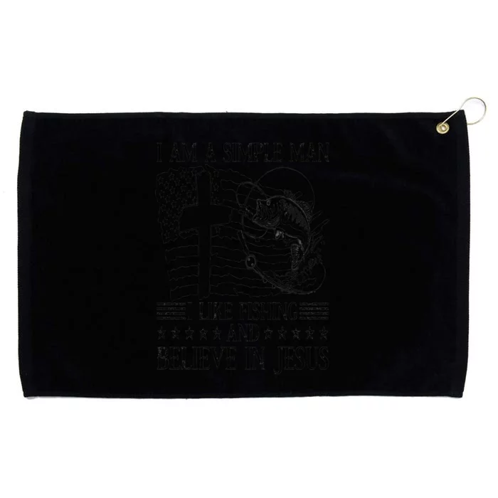 I Am A Simple Man I Like Fishing And Believe In Jesus Xmas Grommeted Golf Towel