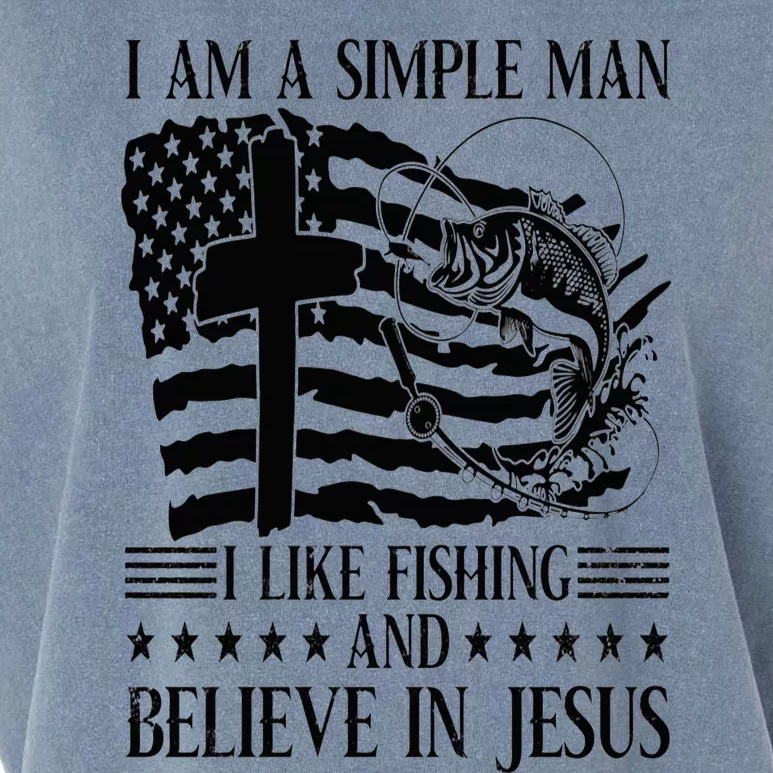 I Am A Simple Man I Like Fishing And Believe In Jesus Xmas Garment-Dyed Women's Muscle Tee