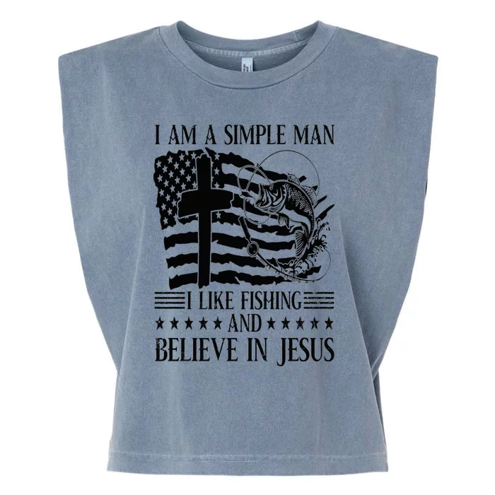 I Am A Simple Man I Like Fishing And Believe In Jesus Xmas Garment-Dyed Women's Muscle Tee