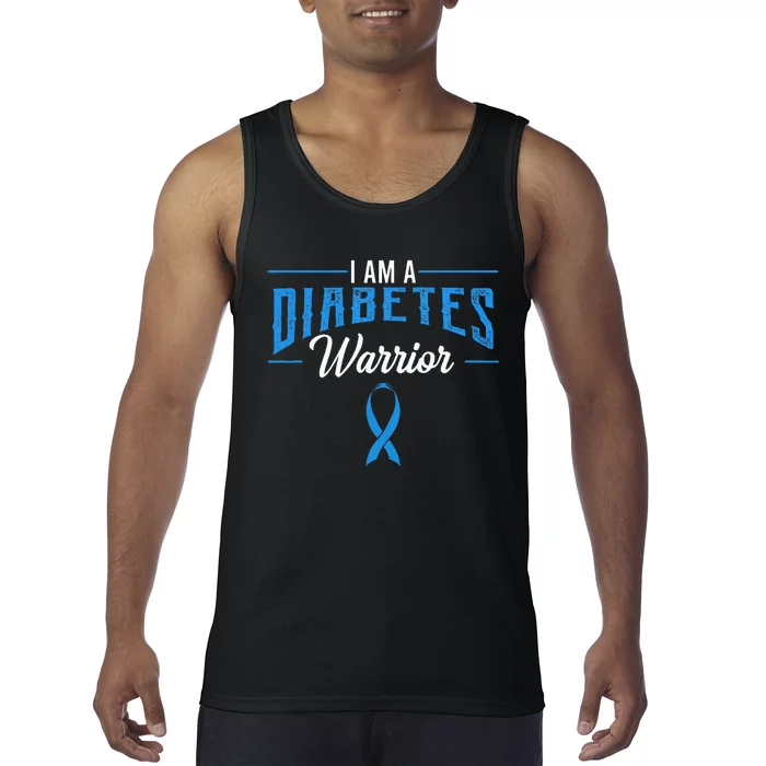 I Am A Diabetes Warrior Awareness Ribbon Diabetic Dm Gift Tank Top