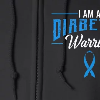 I Am A Diabetes Warrior Awareness Ribbon Diabetic Dm Gift Full Zip Hoodie