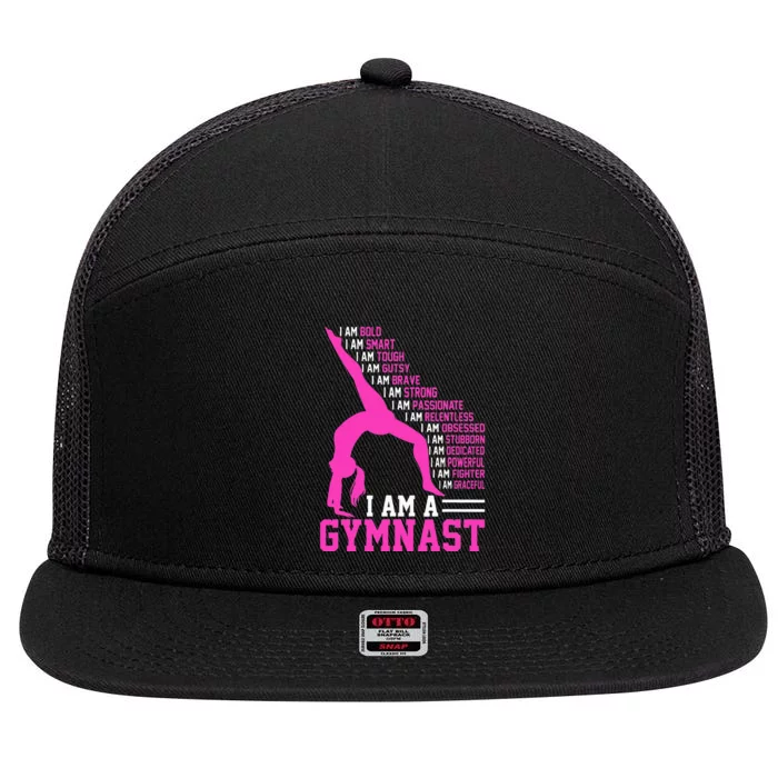 I Am A Gymnast Motivation Handstand Gymnastics 7 Panel Mesh Trucker Snapback Hat