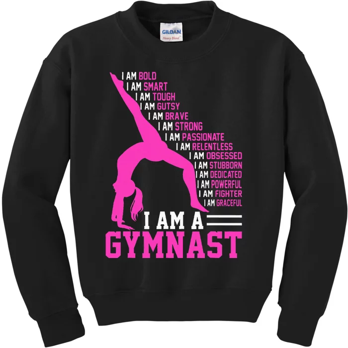 I Am A Gymnast Motivation Handstand Gymnastics Kids Sweatshirt