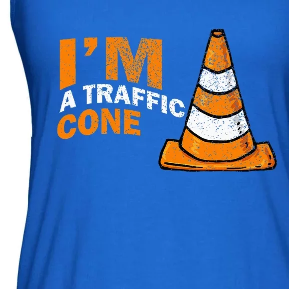 I Am A Traffic Cone Halloween Costume IM Lazy Easy Ladies Essential Flowy Tank