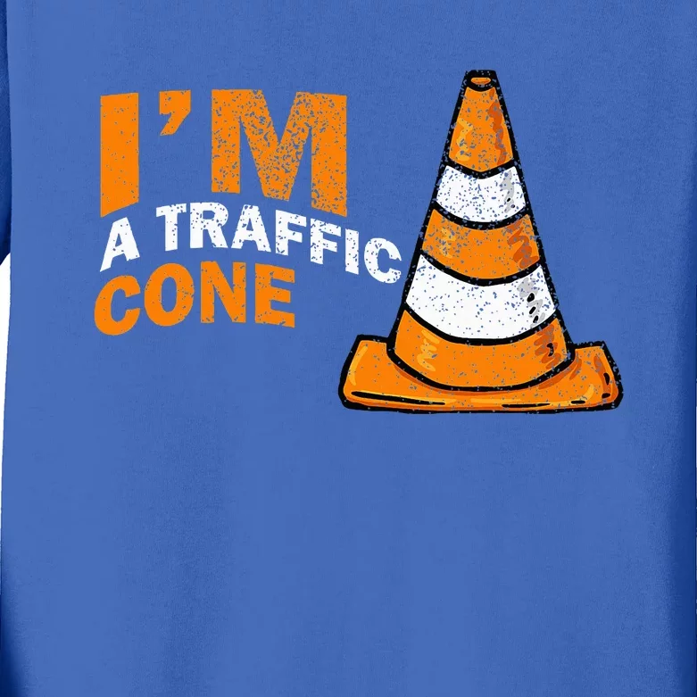 I Am A Traffic Cone Halloween Costume IM Lazy Easy Kids Long Sleeve Shirt