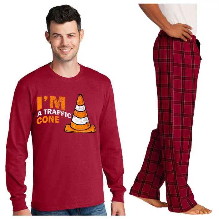 I Am A Traffic Cone Halloween Costume IM Lazy Easy Long Sleeve Pajama Set