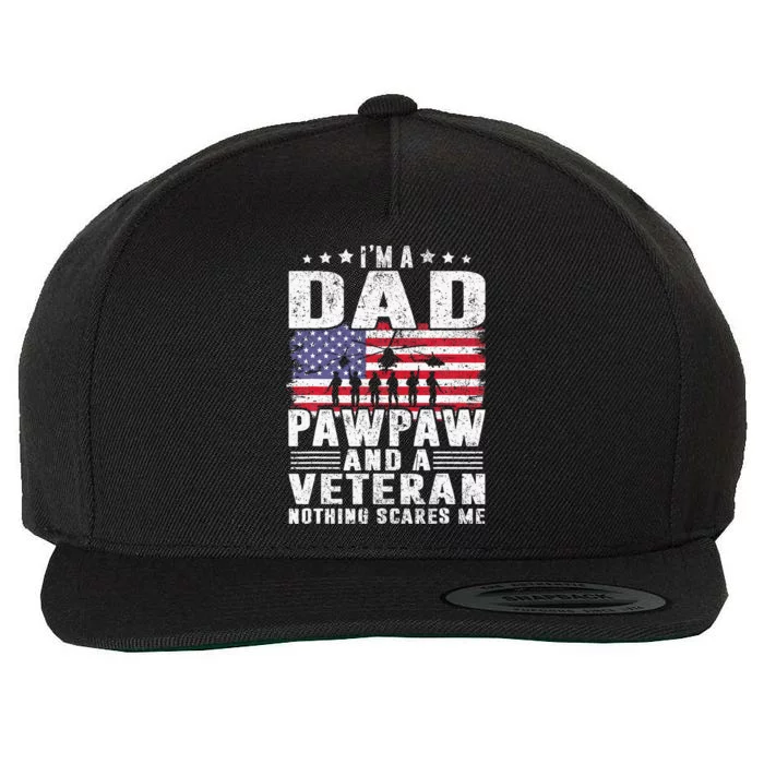 I Am A Dad A Pawpaw And A Veteran Fathers Day Wool Snapback Cap