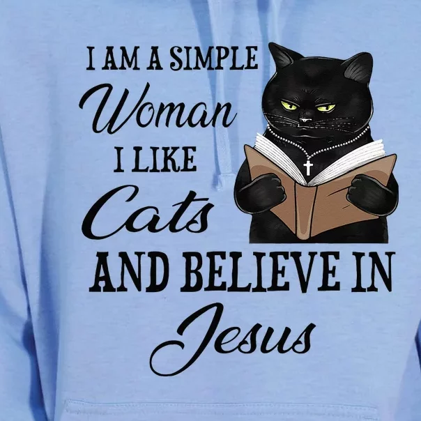 I Am A Simple Woman I Like Cats And Believe In Jesus Unisex Surf Hoodie