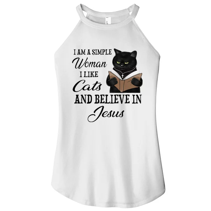 I Am A Simple Woman I Like Cats And Believe In Jesus Women’s Perfect Tri Rocker Tank