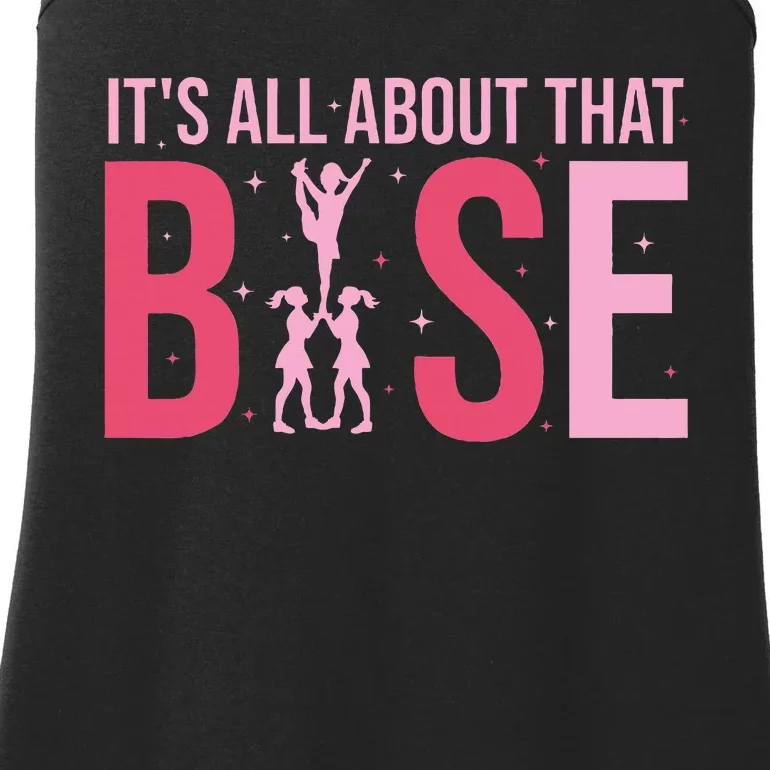 Its All About That Base Cheer Funny Cheerleader Cheerleading Ladies Essential Tank