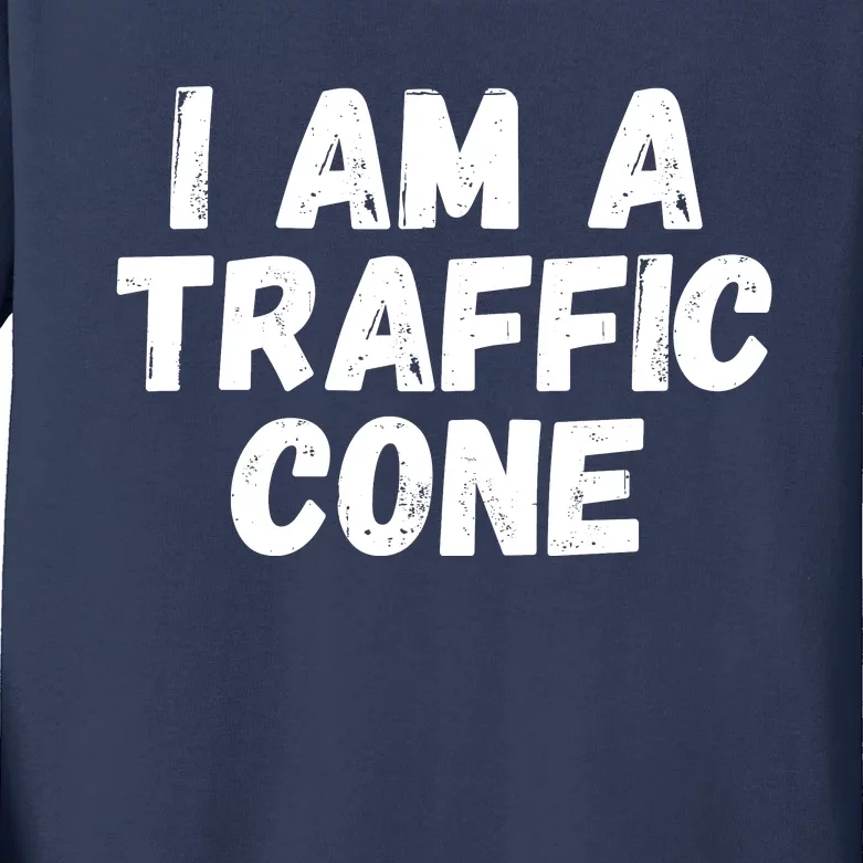 I Am A Traffic Cone, Traffic Cone Costume, Funny Halloween Kids Long Sleeve Shirt