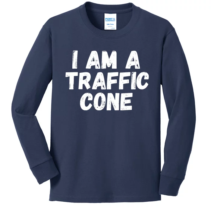 I Am A Traffic Cone, Traffic Cone Costume, Funny Halloween Kids Long Sleeve Shirt