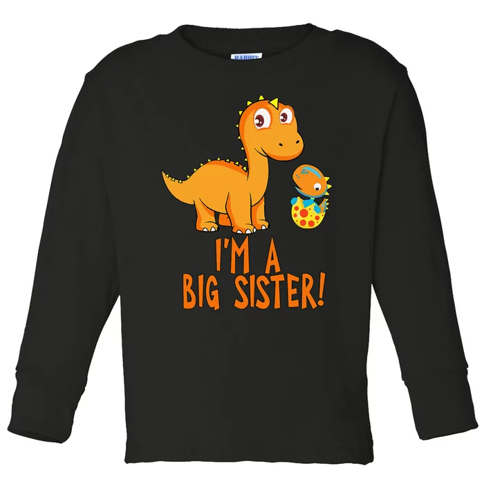 I'm A Big Sister with Orange Dinosaurs Toddler Long Sleeve Shirt