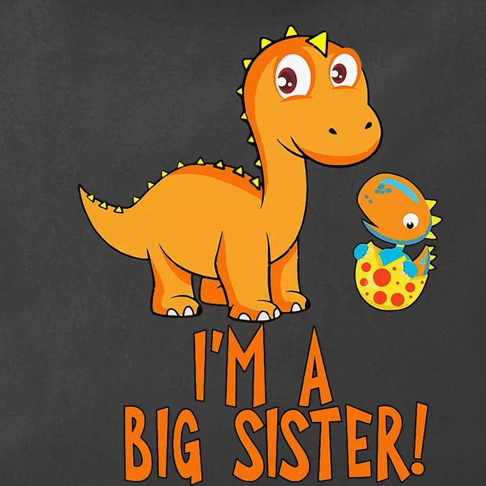 I'm A Big Sister with Orange Dinosaurs Zip Tote Bag