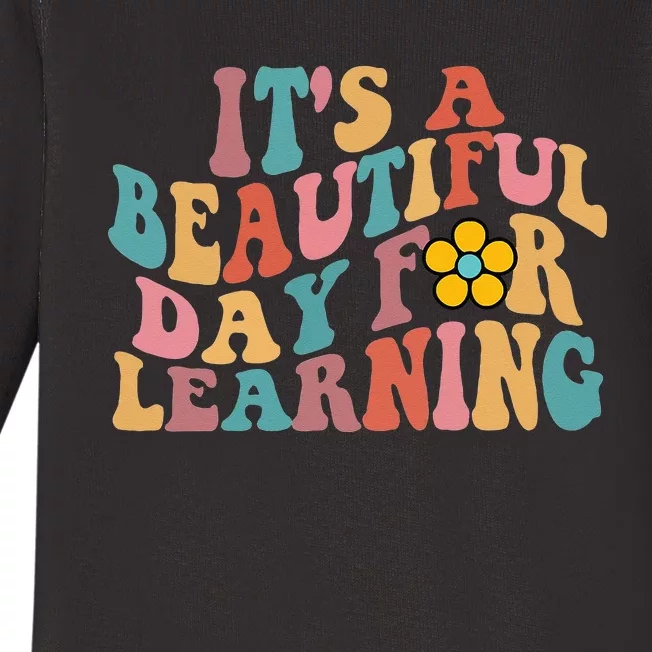 Its a Beautiful Day For Learning Groovy Waves style Baby Long Sleeve Bodysuit