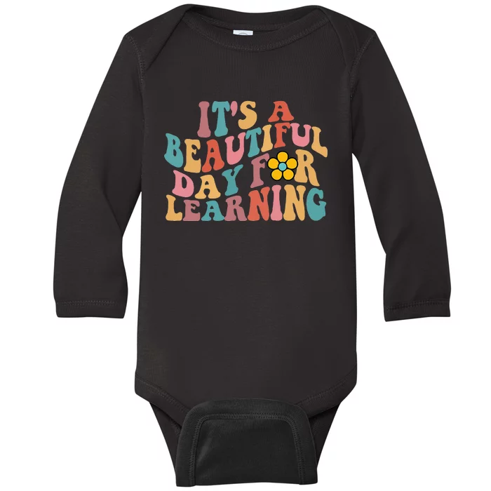 Its a Beautiful Day For Learning Groovy Waves style Baby Long Sleeve Bodysuit