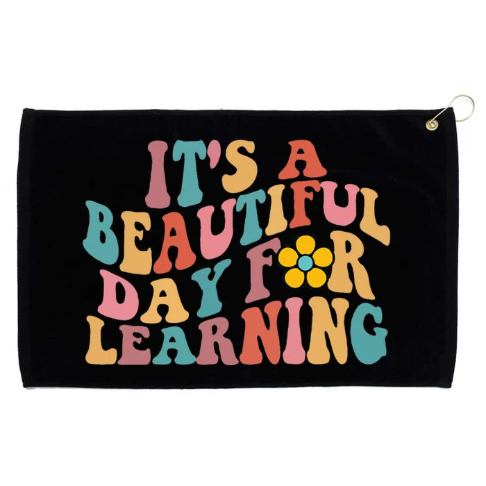 Its a Beautiful Day For Learning Groovy Waves style Grommeted Golf Towel